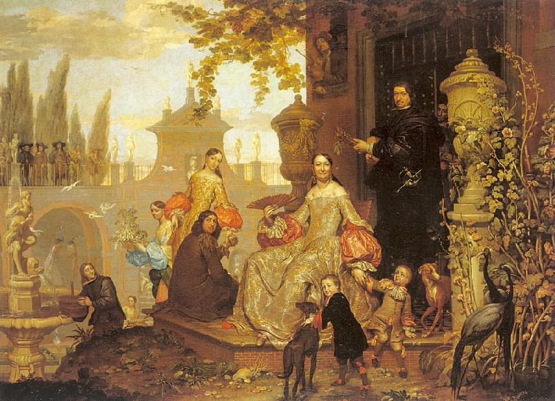 Jan Van Kessel the Younger Portrait of a Family in a Garden France oil painting art